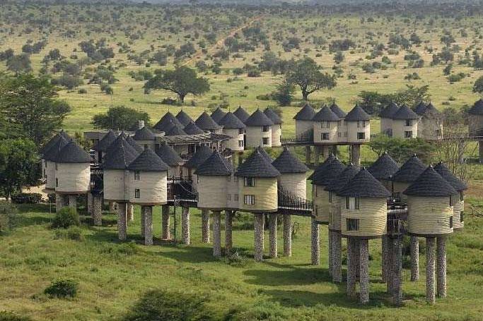 Aerial view of Salt Lick Lodge during 2-day Kenya safari at Taita Hills